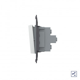 Двухклавишный простой и проходной механический выключатель Livolo, цвет серый (механизм), VL-C7-K2S-15