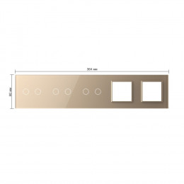 Панель для 3-х сенсорных выключателей и 2-х розеток Livolo, 6 клавиш (2+2+2), цвет золотой, стекло