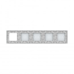 Панель для 4-х сенсорных выключателей и розетки Livolo, 6 клавиш (2+1+2+1), цвет белый, стекло