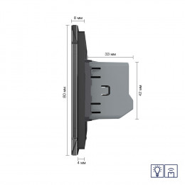 Одноклавишный сенсорный диммер Livolo с функцией радиоуправления, 1 пост, цвет черный