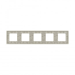 Рамка для розетки Livolo 5 постов, цвет жемчужный, стекло