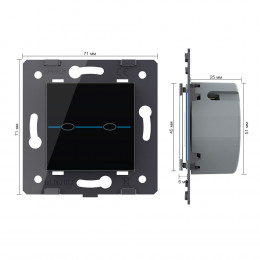 Выключатель LIVOLO Quadro 2 клавиши Черный (механизм)