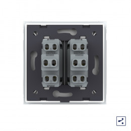 Механический проходной выключатель Livolo 2 клавиши Белый