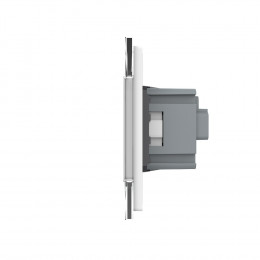 Одноклавишный сенсорный выключатель с розеткой Livolo, 2 поста, цвет белый