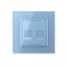 Розетка телефонная двойная RJ-11 кат.3 Livolo, 1 пост, цвет синий