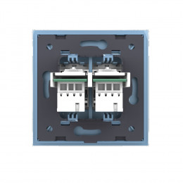 Розетка телефонная двойная RJ-11 кат.3 Livolo, 1 пост, цвет синий