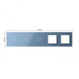 Панель для 3-х сенсорных выключателей и 2-х розеток Livolo, 3 клавиши (1+1+1), цвет синий, стекло