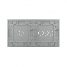 Панель для двух сенсорных выключателей Livolo, 4 клавиши (3+1), цвет серый, стекло