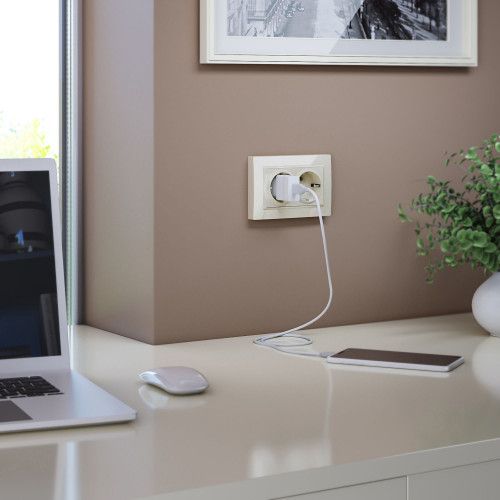 Купить Рамка из поликарбоната для двойной розетки Snabb Basic слоновая кость в rum24.ru фото: 2