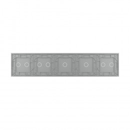 Панель для пяти сенсорных выключателей Livolo, 8 клавиш (2+1+1+2+2), цвет серый, стекло