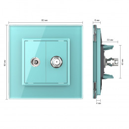 Розетка телевизионная и спутниковая SAT Livolo, 1 пост, цвет зеленый