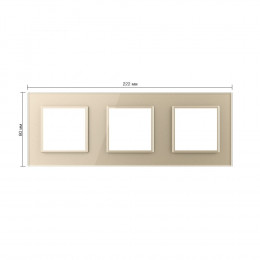 Рамка для розетки Livolo 3 поста, цвет шампань, стекло