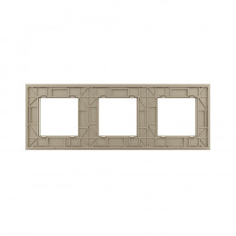 Рамка для розетки Livolo 3 поста, цвет шампань, стекло