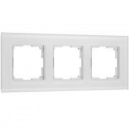 Рамка из стекла на 3 поста Senso белый soft-touch