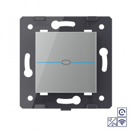 Одноклавишная сенсорная кнопка Livolo Quadro 12/24В с функцией радиоуправления, цвет серый (механизм)