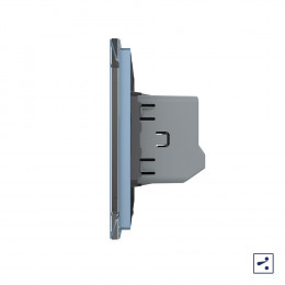 Двухклавишный проходной/перекрестный сенсорный выключатель Livolo, 1 пост, цвет синий