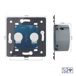 Двухклавишный сенсорный выключатель Livolo 12/24В с функцией радиоуправления (механизм) VL-C702CR