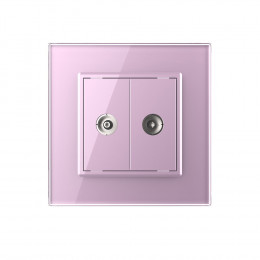 Розетка телевизионная двойная Livolo, 1 пост, цвет розовый