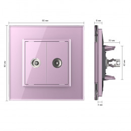 Розетка телевизионная двойная Livolo, 1 пост, цвет розовый