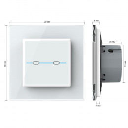 Сенсорный выключатель Livolo Quadro 2 клавиши 1 пост Белый VL-Q702-11