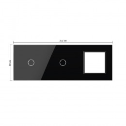 Панель тройная: 1 выключатель + 1 выключатель + 1 розетка Черная