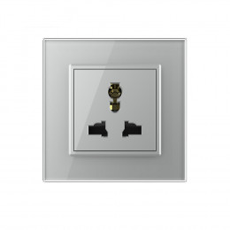 Розетка электрическая универсальная 16A Livolo, 1 пост, цвет серый