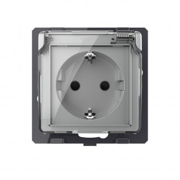 Розетка с заземлением защитными шторками водонепроницаемой крышкой LIVOLO серая VL-C7-C1EUWF-15 (механизм)