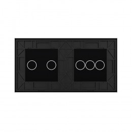 Панель для двух сенсорных выключателей Livolo, 5 клавиш (3+2), цвет черный, стекло