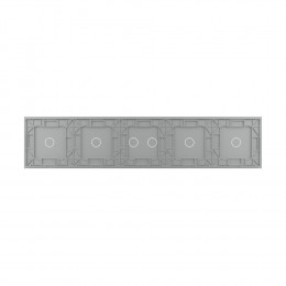 Панель для пяти сенсорных выключателей Livolo, 6 клавиш (1+1+2+1+1), цвет серый, стекло