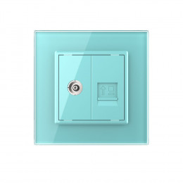 Розетка телевизионная и интернет RJ-45 кат.6 Livolo, 1 пост, цвет зеленый