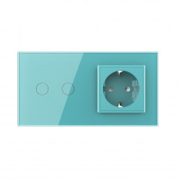 Двухклавишный сенсорный выключатель с розеткой Livolo, 2 поста, цвет зеленый VL-C702/C7C1EU-18