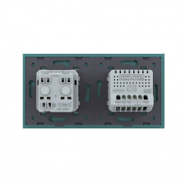 Двухклавишный сенсорный выключатель с розеткой Livolo, 2 поста, цвет зеленый VL-C702/C7C1EU-18