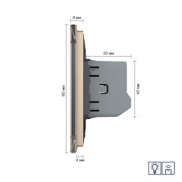 Одноклавишный сенсорный диммер Livolo с функцией радиоуправления, 1 пост, цвет золотой