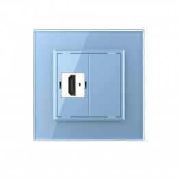 Розетка HDMI 2.0 одинарная Livolo, 1 пост, цвет синий