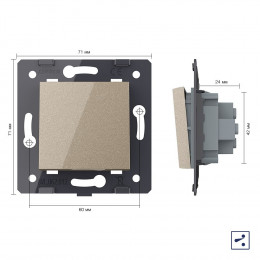 Одноклавишный простой и проходной механический выключатель Livolo, цвет шампань (механизм), VL-C7-K1S-16