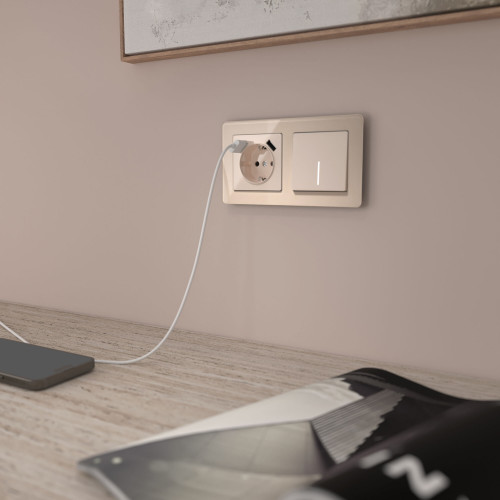 Купить Выключатель одноклавишный проходной с подсветкой (айвори акрил) Werkel W1112143 в rum24.ru фото: 2