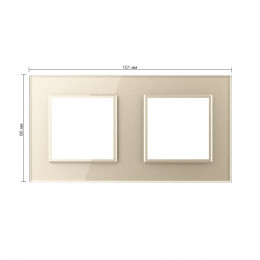 Рамка для розетки Livolo 2 поста, цвет шампань, стекло