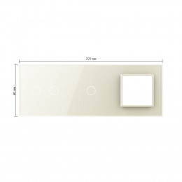 Панель для двух сенсорных выключателей и розетки Livolo, 3 клавиши (2+1), цвет жемчужный, стекло