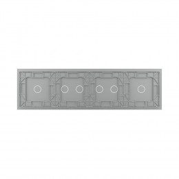 Панель для четырех сенсорных выключателей Livolo, 6 клавиш (1+2+2+1), цвет серый, стекло