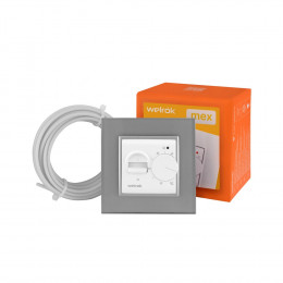 Терморегулятор Welrok MEX для рамки LIVOLO с механическим управлением, датчик пола 3 м, цвет белый с серой рамкой