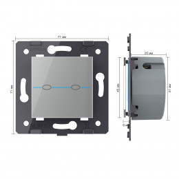 Выключатель LIVOLO Quadro 2 клавиши Серый (механизм)