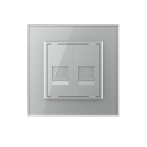 Купить Телефонная розетка двойная LIVOLO серая VL-C792T-15 в rum24.ru фото: 2
