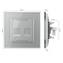 Телефонная розетка двойная LIVOLO серая VL-C792T-15