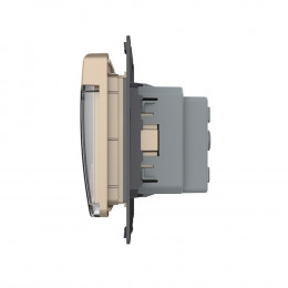 Розетка с заземлением защитными шторками водонепроницаемой крышкой LIVOLO золотая VL-C7-C1EUWF-13 (механизм)