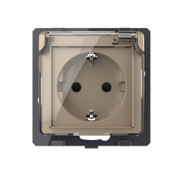 Розетка с заземлением защитными шторками водонепроницаемой крышкой LIVOLO золотая VL-C7-C1EUWF-13 (механизм)