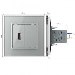 Розетка USB LIVOLO с блоком питания 5В 2.1А серая VL-C791USB-15
