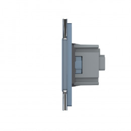Двухклавишный сенсорный выключатель с розеткой Livolo, 2 поста, цвет синий VL-C702/C7C1EU-19