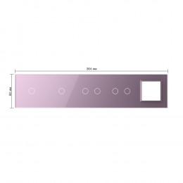 Панель для 4-х сенсорных выключателей и розетки Livolo, 6 клавиш (1+1+2+2), цвет розовый, стекло