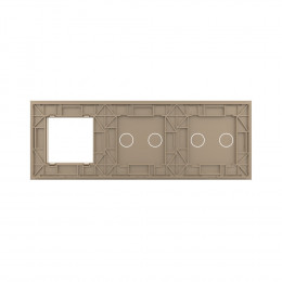 Панель тройная: 2 выключателя + 2 выключателя + 1 розетка Золотая