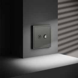 Розетка телевизионнная встраиваемая VOLTUM S70 оконечная TV+SAT, (титан) VLS060406